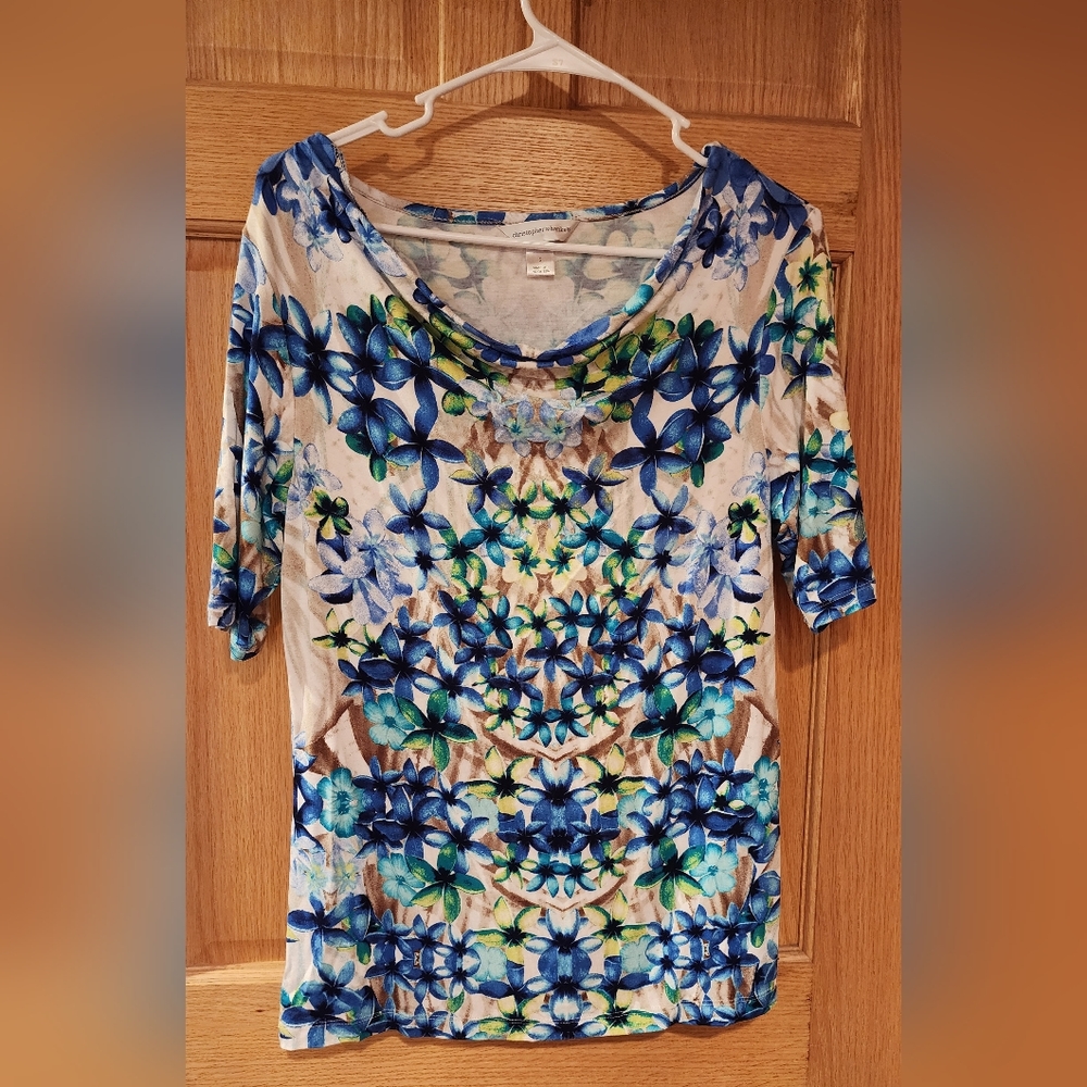 Christopher & Banks Small swoop-kneck top. 3/4 sleeves. Like new.